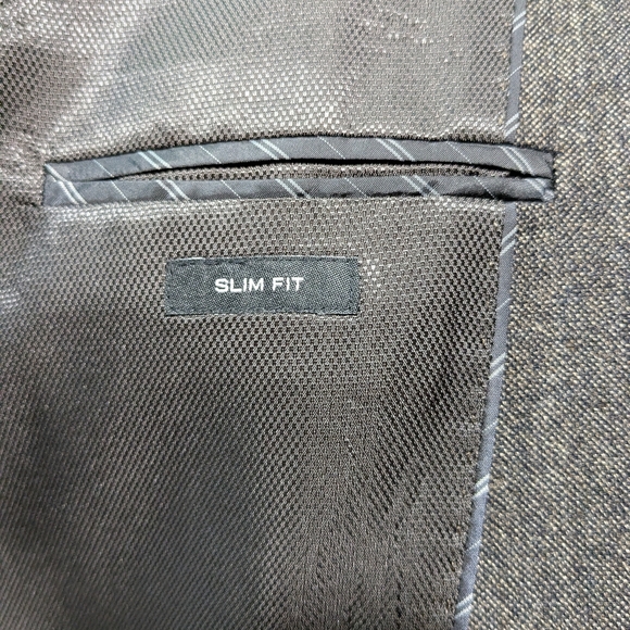 Kenneth Cole Awearness Slim Wool Blend Taupe Classic Business Blazer Jacket 40L - Picture 7 of 9